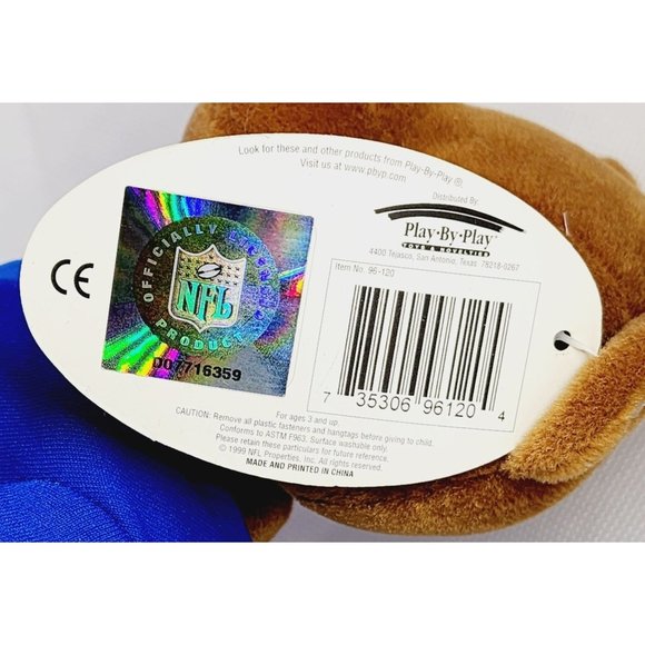 Vintage 1999 Play By Play NFL New England Patriots Stuffed Bear Mascot - Collect - Picture 10 of 15